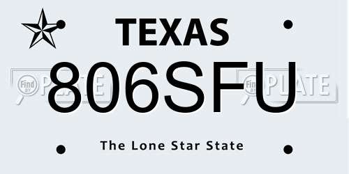 806SFU Texas License Plate