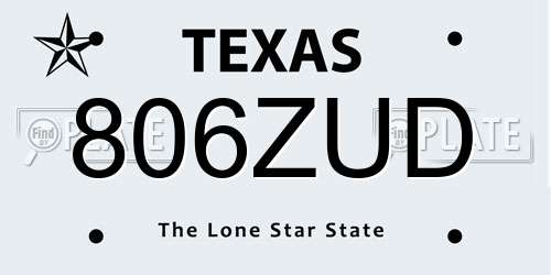 806ZUD Texas License Plate