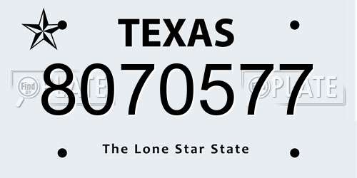 8070577 Texas License Plate
