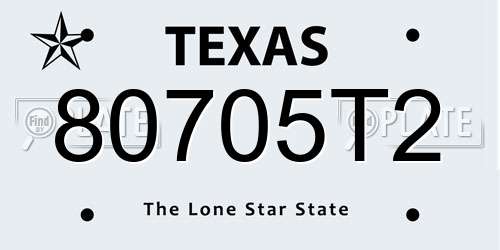 80705T2 Texas License Plate