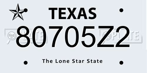 80705Z2 Texas License Plate