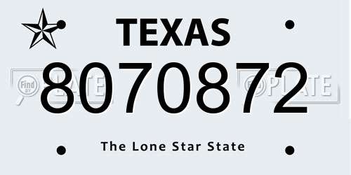 8070872 Texas License Plate