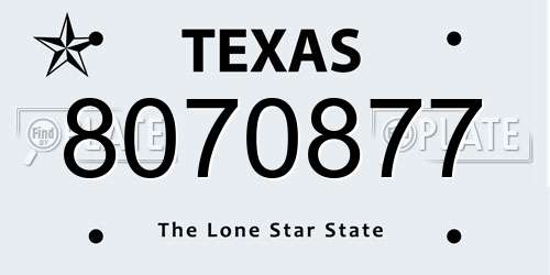 8070877 Texas License Plate