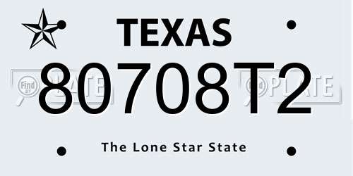 80708T2 Texas License Plate