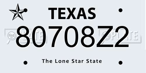 80708Z2 Texas License Plate