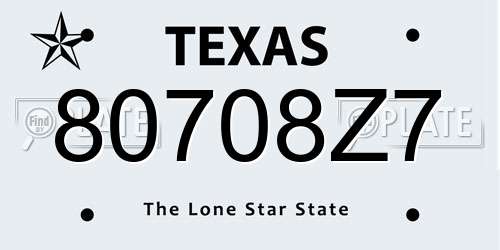 80708Z7 Texas License Plate