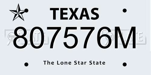 807576M Texas License Plate