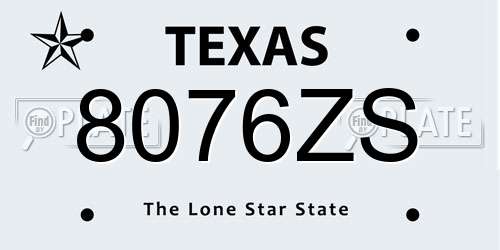 8076ZS Texas License Plate