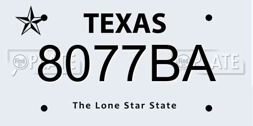8077BA Texas License Plate