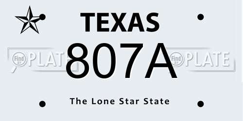 807A Texas License Plate