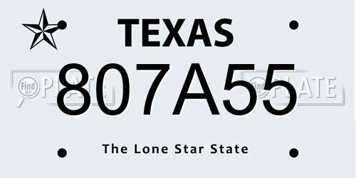 807A55 Texas License Plate