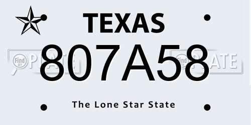807A58 Texas License Plate
