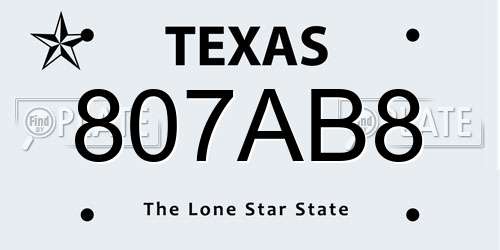 807AB8 Texas License Plate