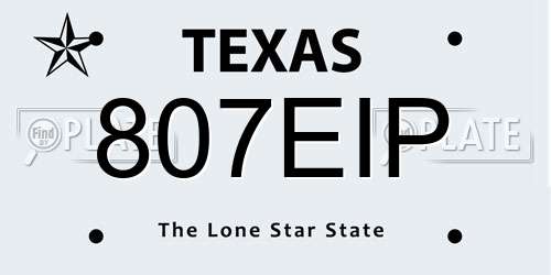 807EIP Texas License Plate