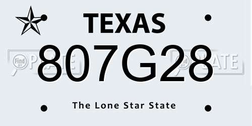 807G28 Texas License Plate
