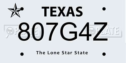 807G4Z Texas License Plate
