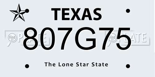 807G75 Texas License Plate