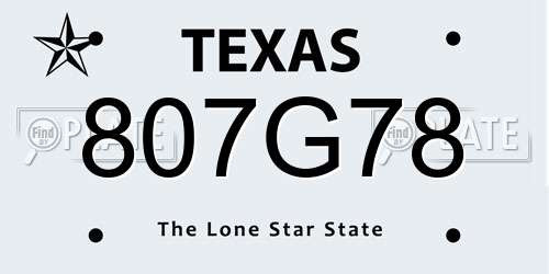 807G78 Texas License Plate