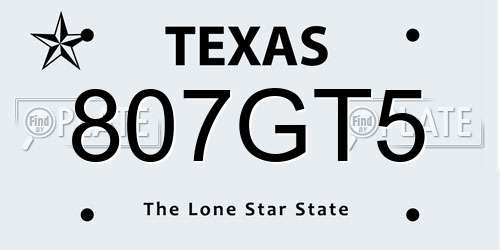 807GT5 Texas License Plate