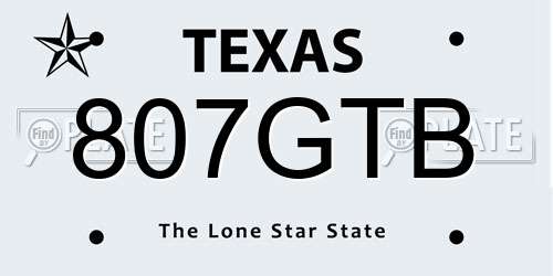 807GTB Texas License Plate