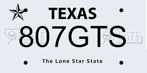 807GTS Texas License Plate