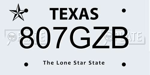 807GZB Texas License Plate