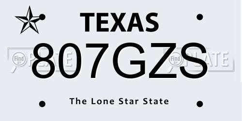 807GZS Texas License Plate