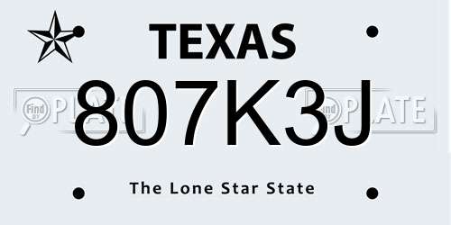 807K3J Texas License Plate
