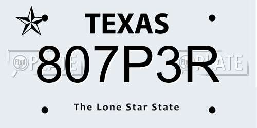 807P3R Texas License Plate