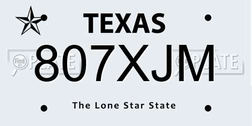 807XJM Texas License Plate