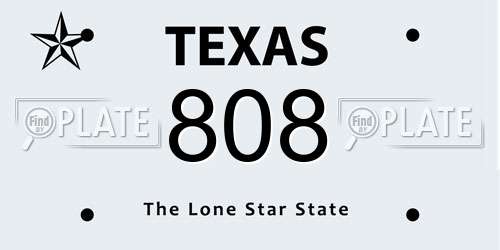 808 Texas License Plate