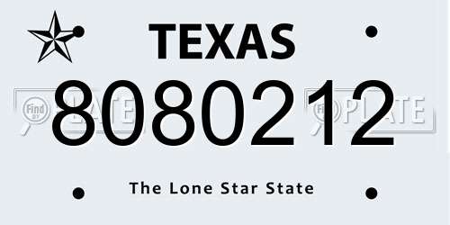 8080212 Texas License Plate