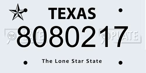 8080217 Texas License Plate