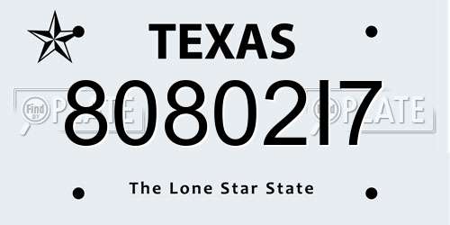 80802I7 Texas License Plate