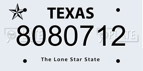 8080712 Texas License Plate