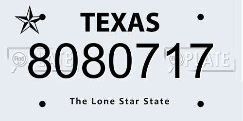 8080717 Texas License Plate
