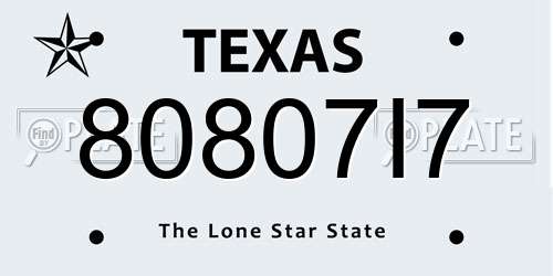 80807I7 Texas License Plate