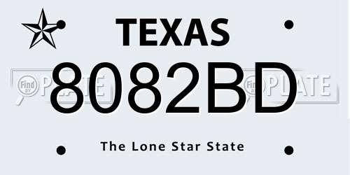 8082BD Texas License Plate