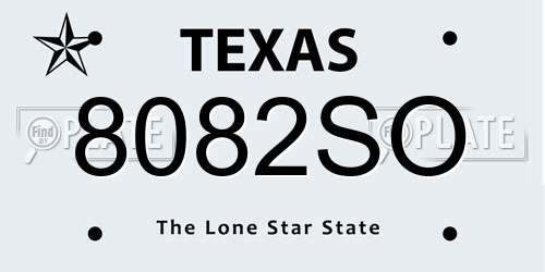 8082SO Texas License Plate