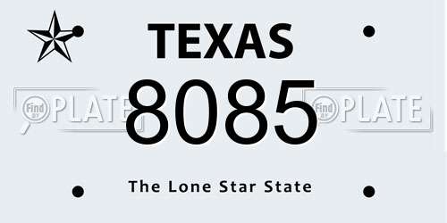 8085 Texas License Plate