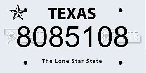 8085108 Texas License Plate
