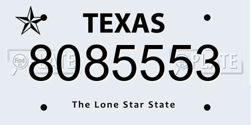 8085553 Texas License Plate