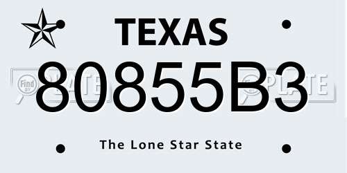 80855B3 Texas License Plate