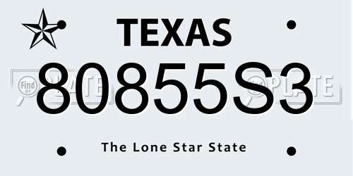 80855S3 Texas License Plate