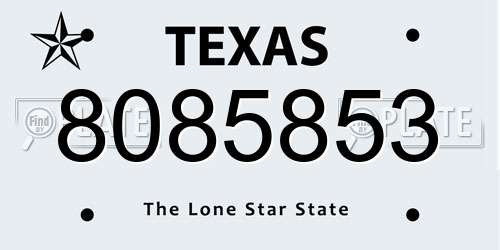 8085853 Texas License Plate
