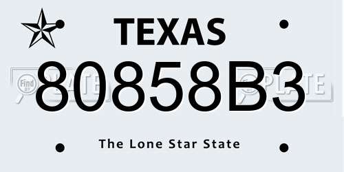80858B3 Texas License Plate