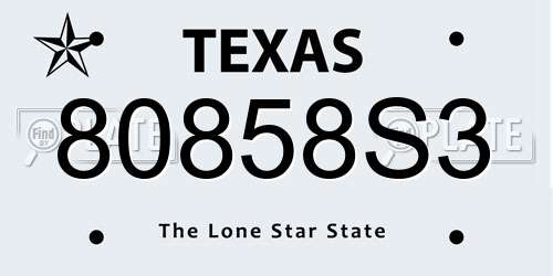 80858S3 Texas License Plate