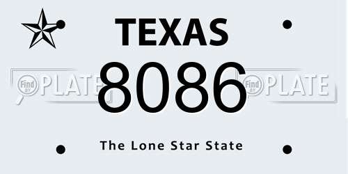 8086 Texas License Plate
