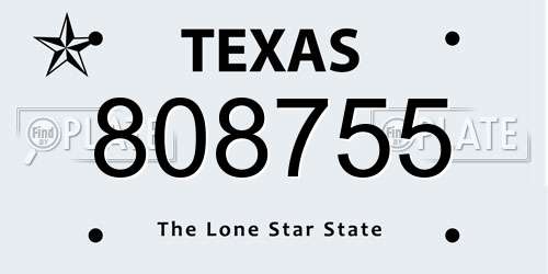808755 Texas License Plate