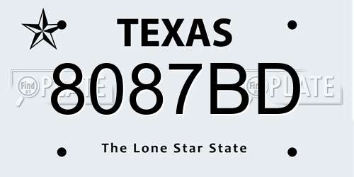 8087BD Texas License Plate